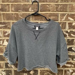Grey Oversized Semi Crop Top